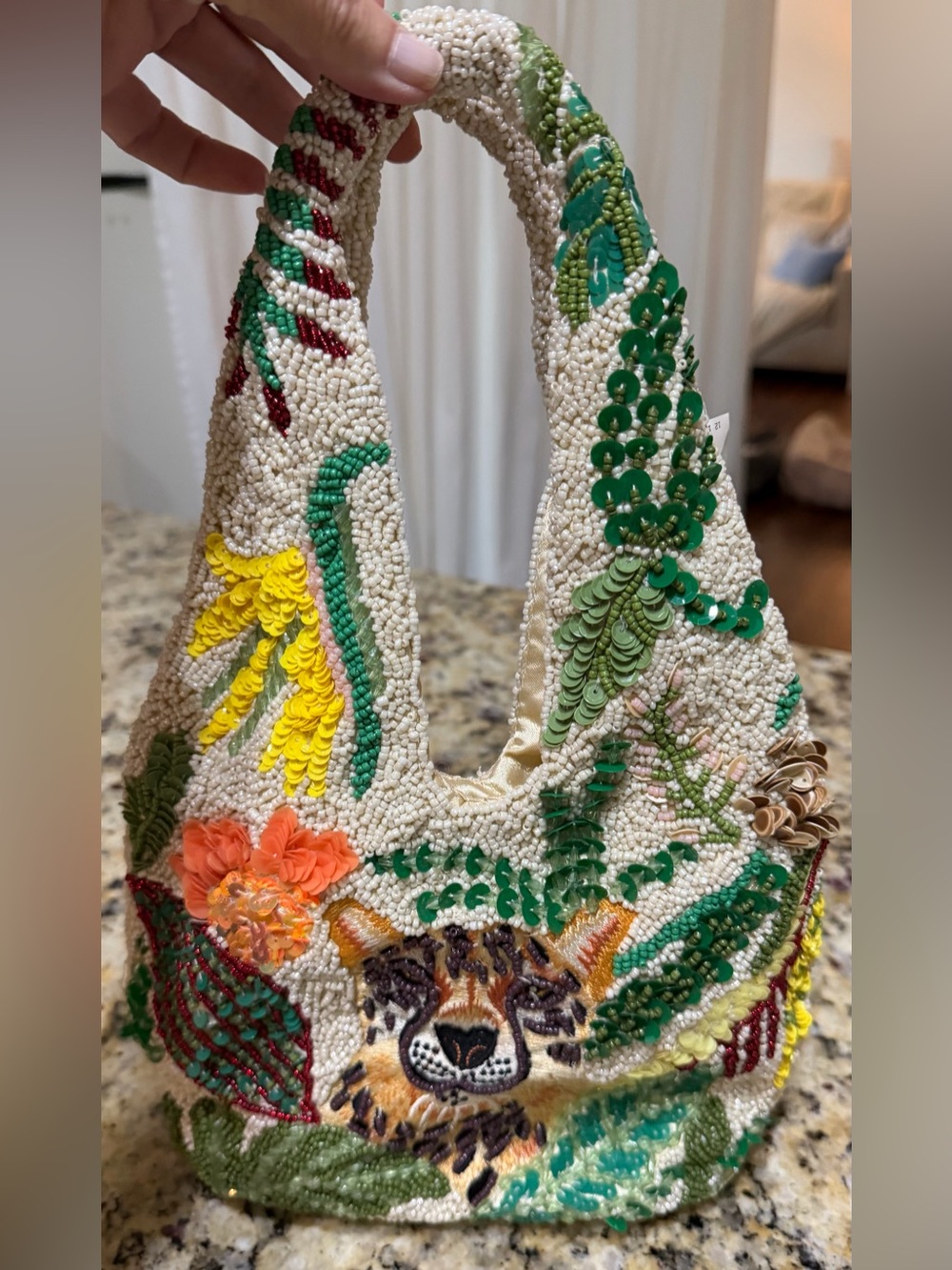 NWT Viral Hand Beaded Jungle Jaguar Shoulder Bag